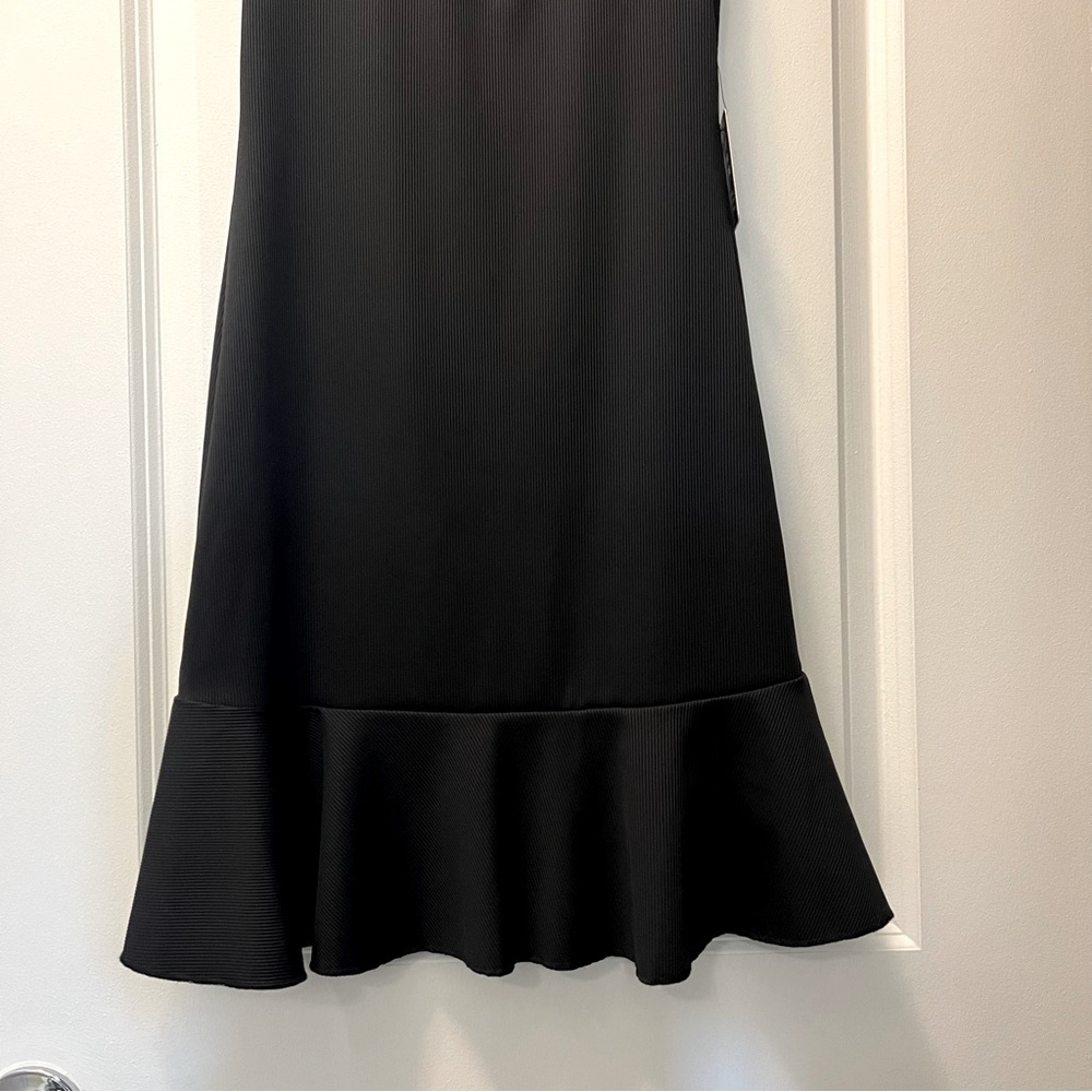 NWT EXPRESS Body Contour Ribbed V-Wire Ruffle Dress-Black - Picture 5 of 13